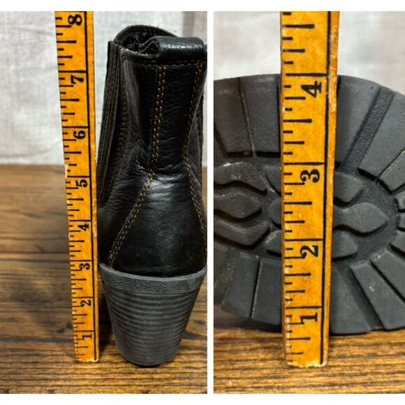 Born Black Leather Chelsea Ankle Boots Chunky Block Heel Slip On Bootie Womens 9 - Picture 8 of 8